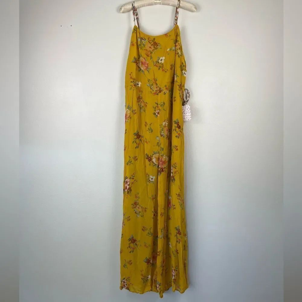 NWT Free People Floral Gold Combo Jumpsuit Size L